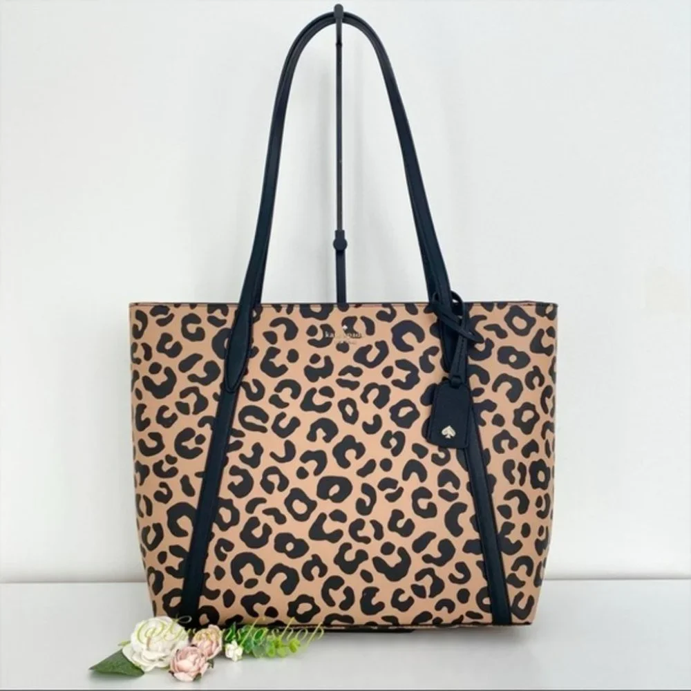Kate Spade purse cara graphic leopard large tote shoulder bag
